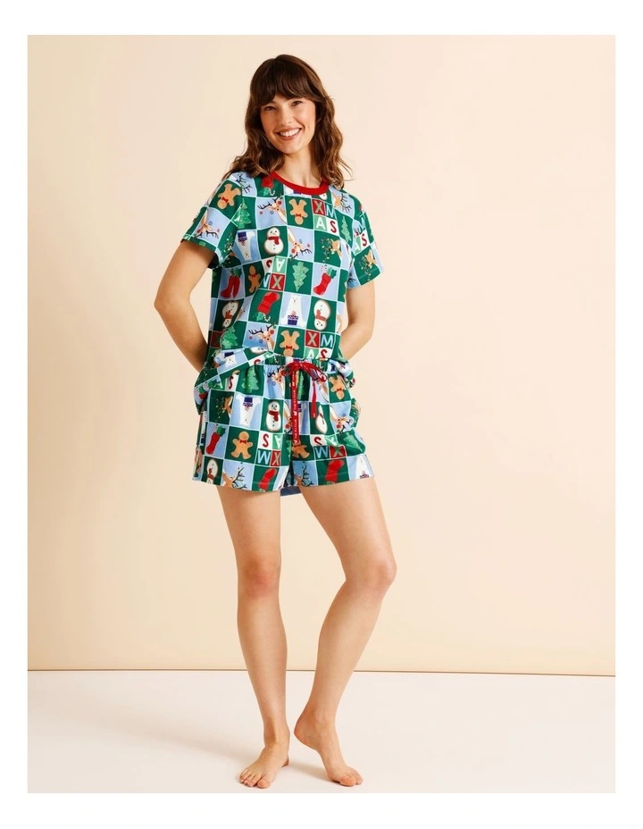 Christmas Oversized Short Sleeve PJ Set in Wrapping Paper Print image 3