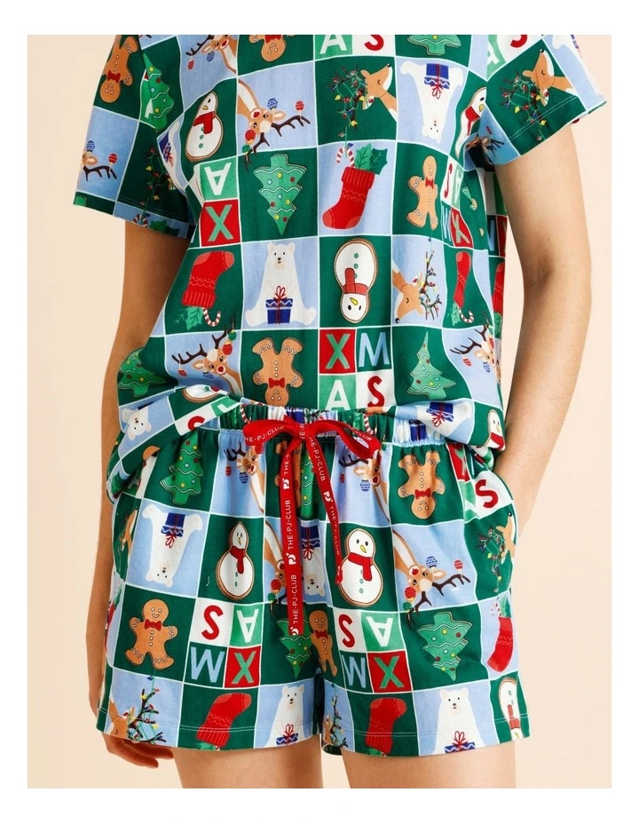 Christmas Oversized Short Sleeve PJ Set in Wrapping Paper Print image 4