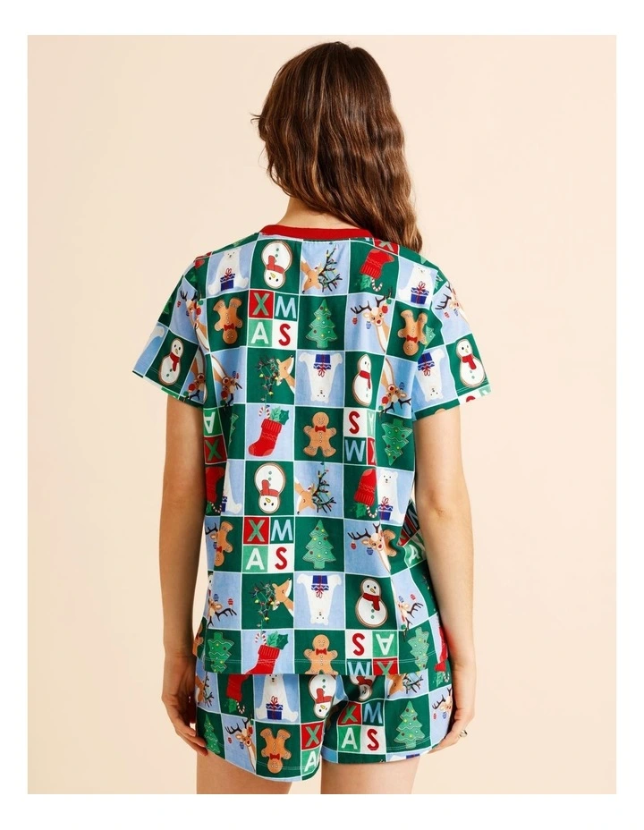 Christmas Oversized Short Sleeve PJ Set in Wrapping Paper Print image 5