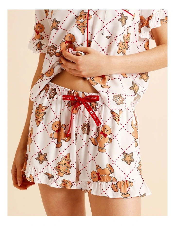 Christmas Frill Short Sleeve PJ Set in Gingerbread Cookies Print image 4