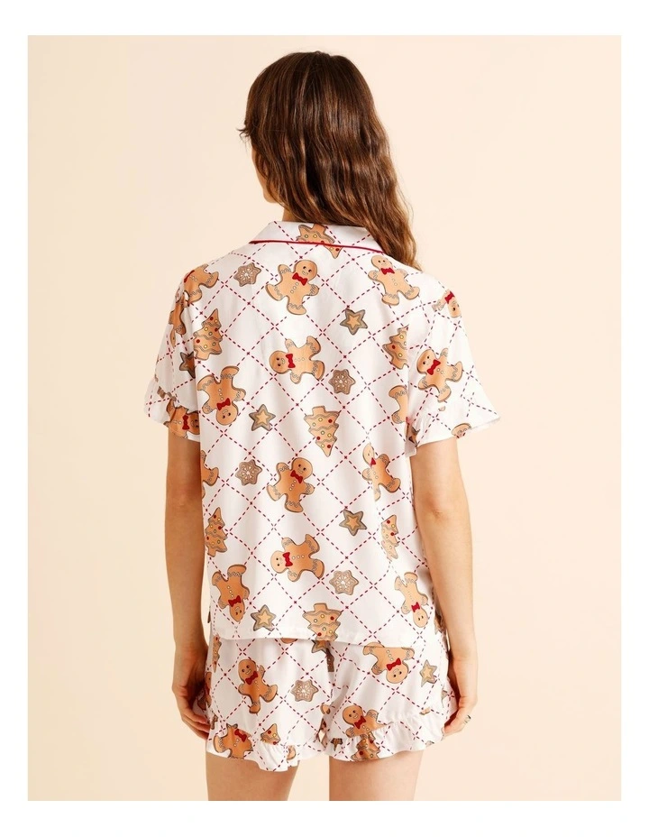 Christmas Frill Short Sleeve PJ Set in Gingerbread Cookies Print image 5