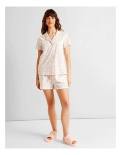 Everyday Cotton Relaxed Short Sleeve PJ Set in Ditsy Floral Print