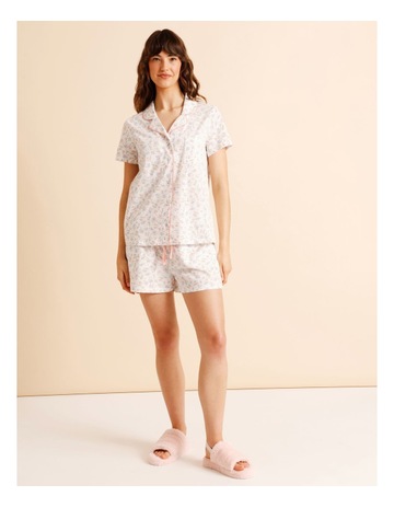 Everyday Cotton Relaxed Short Sleeve PJ Set in Ditsy Floral Print