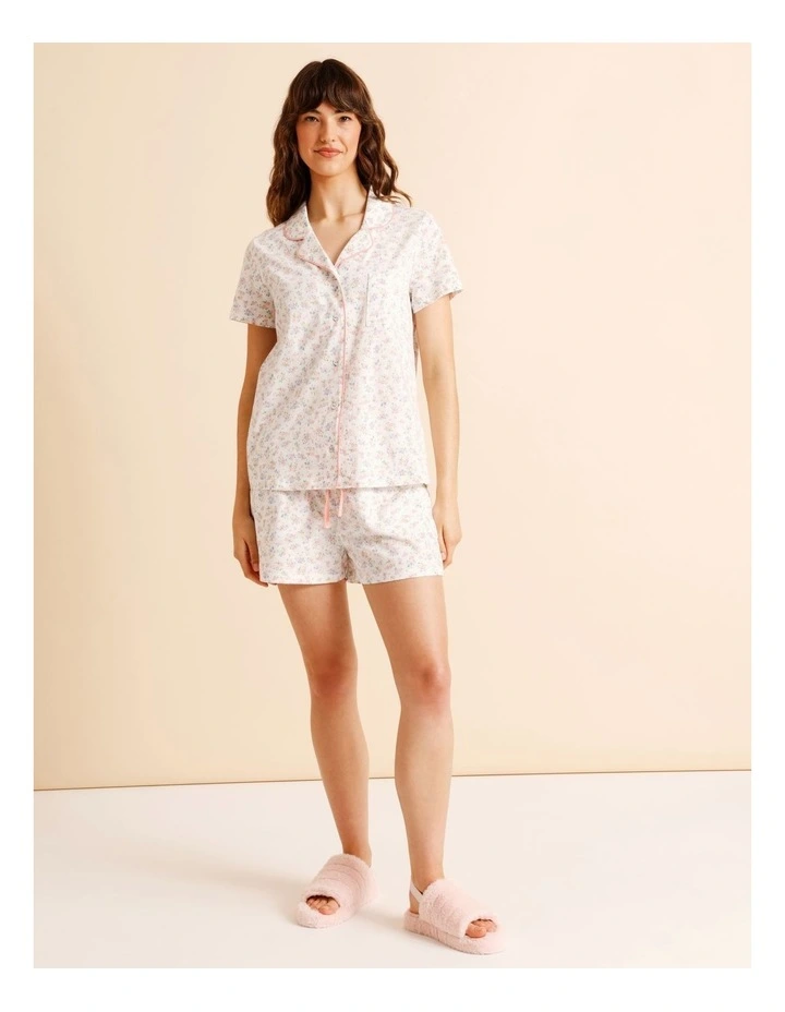 Everyday Cotton Relaxed Short Sleeve PJ Set in Ditsy Floral Print image 1