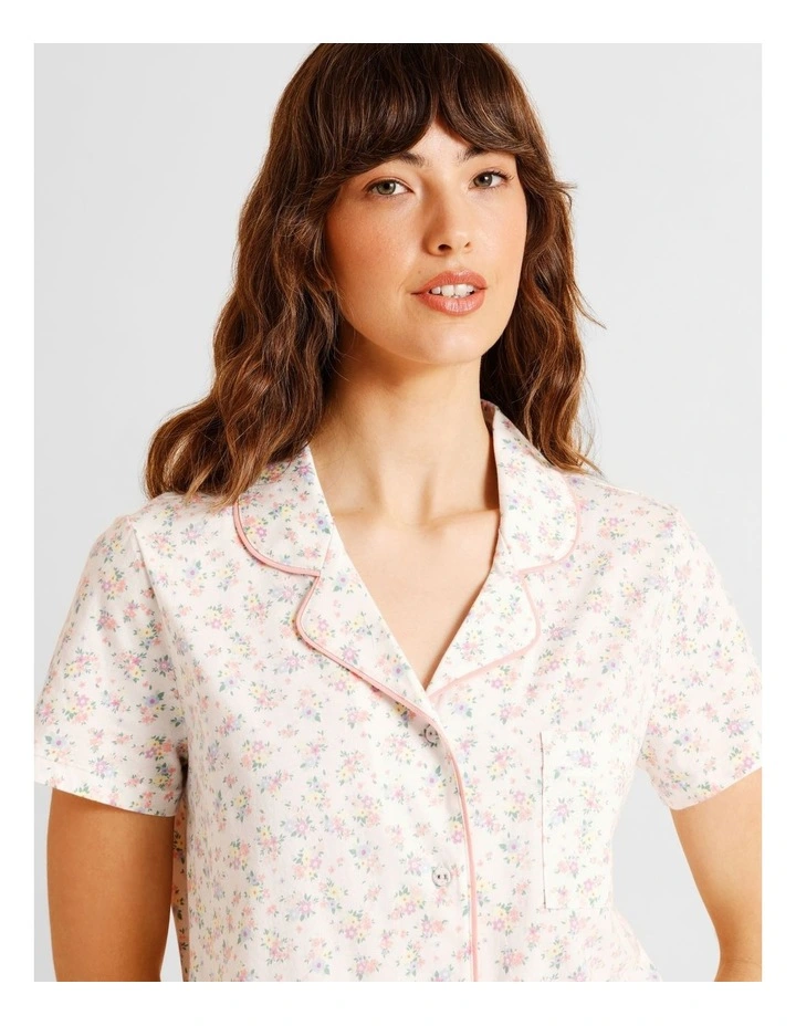 Everyday Cotton Relaxed Short Sleeve PJ Set in Ditsy Floral Print image 3