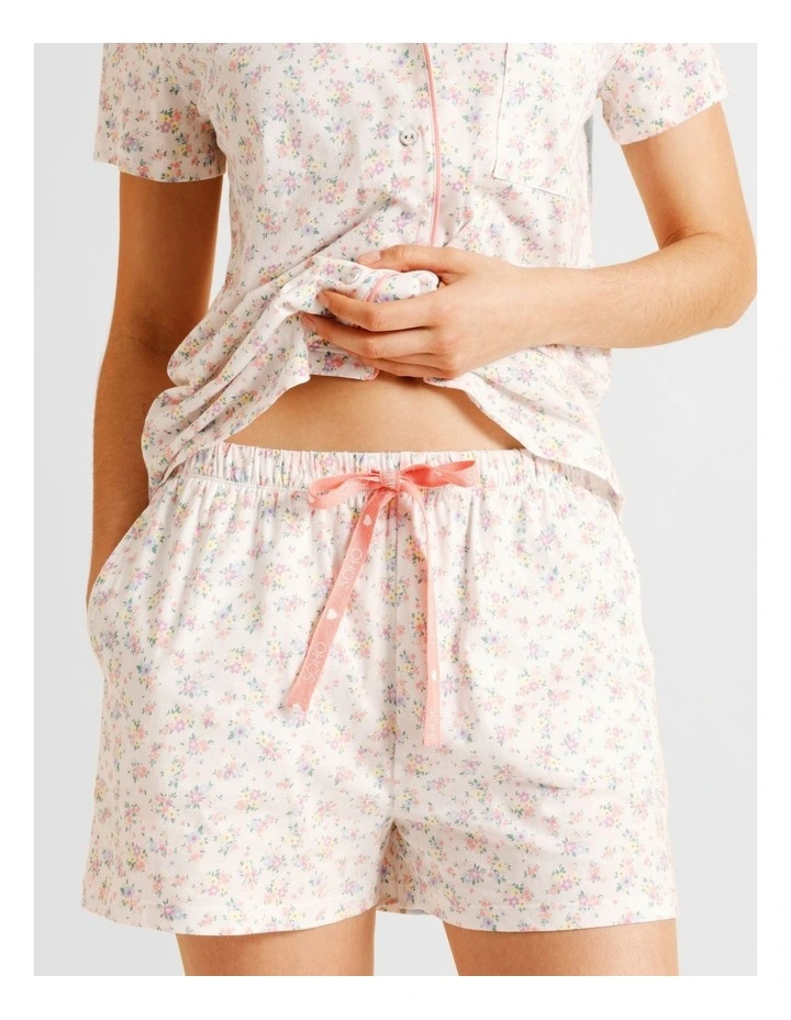Everyday Cotton Relaxed Short Sleeve PJ Set in Ditsy Floral Print image 4