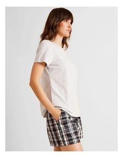 Essentials Short Sleeve Short PJ Set in Black Check Print