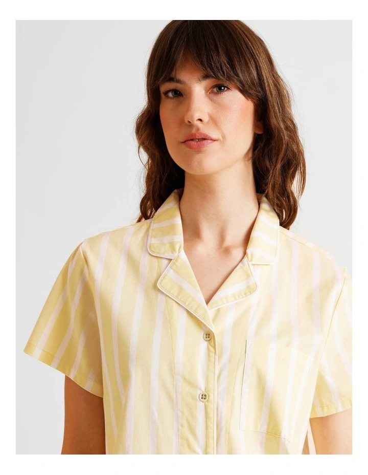 Core Cotton Short Sleeve Short PJ Set in Yellow Stripe Print image 2