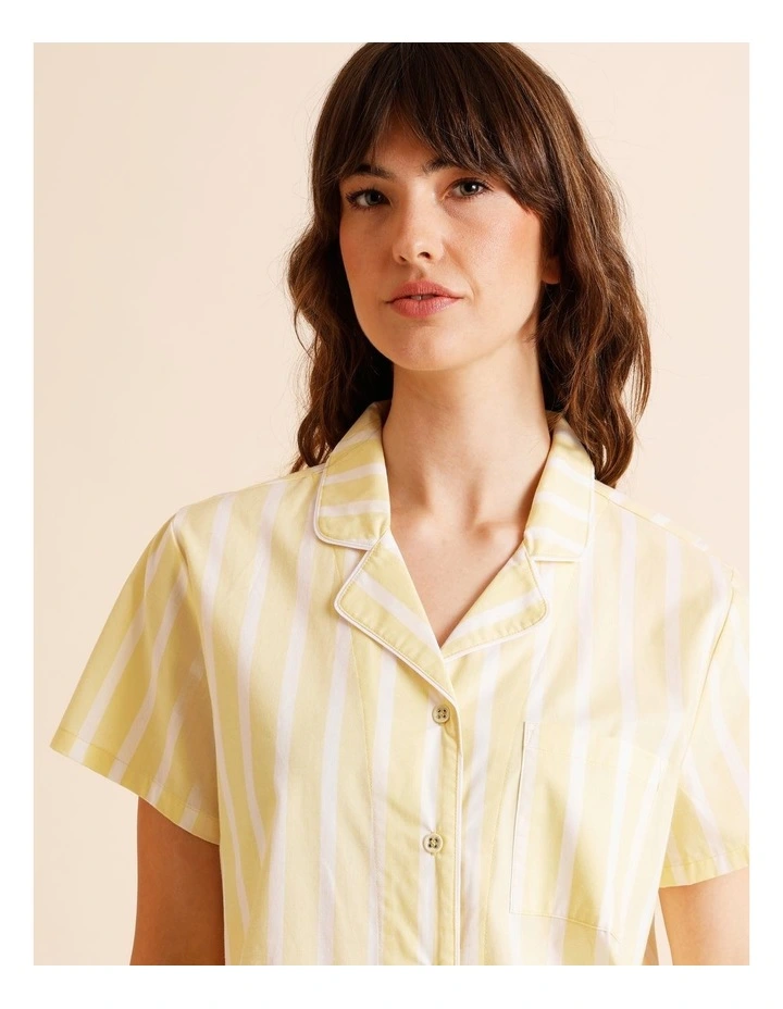 Core Cotton Short Sleeve Short PJ Set in Yellow Stripe Print image 2