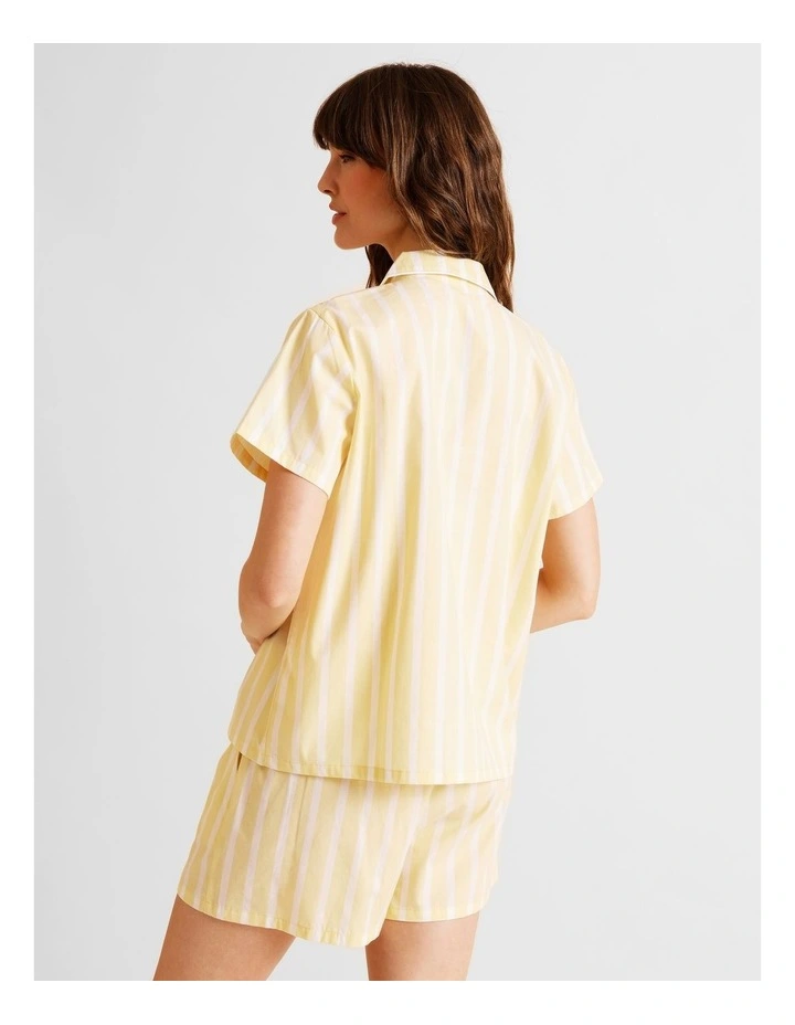Core Cotton Short Sleeve Short PJ Set in Yellow Stripe Print image 4