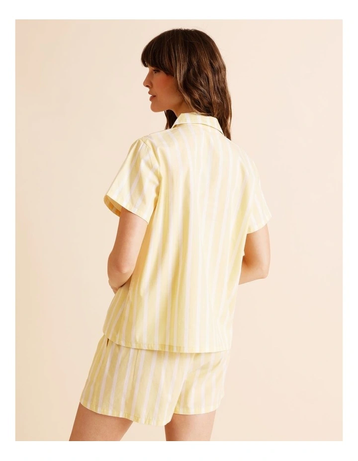 Core Cotton Short Sleeve Short PJ Set in Yellow Stripe Print image 4