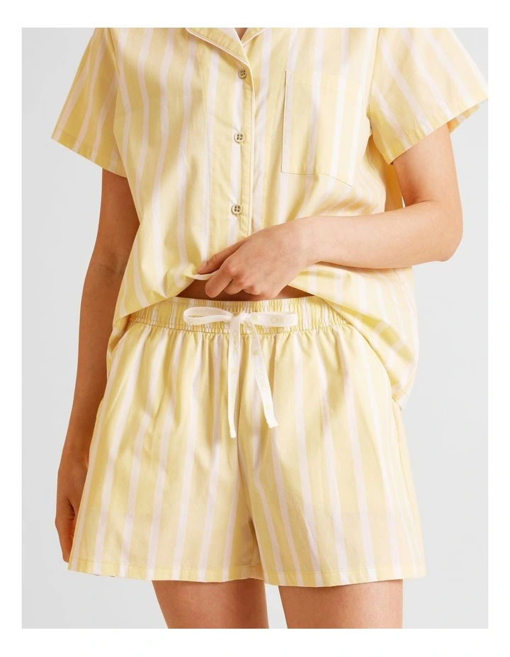 Core Cotton Short Sleeve Short PJ Set in Yellow Stripe Print image 5
