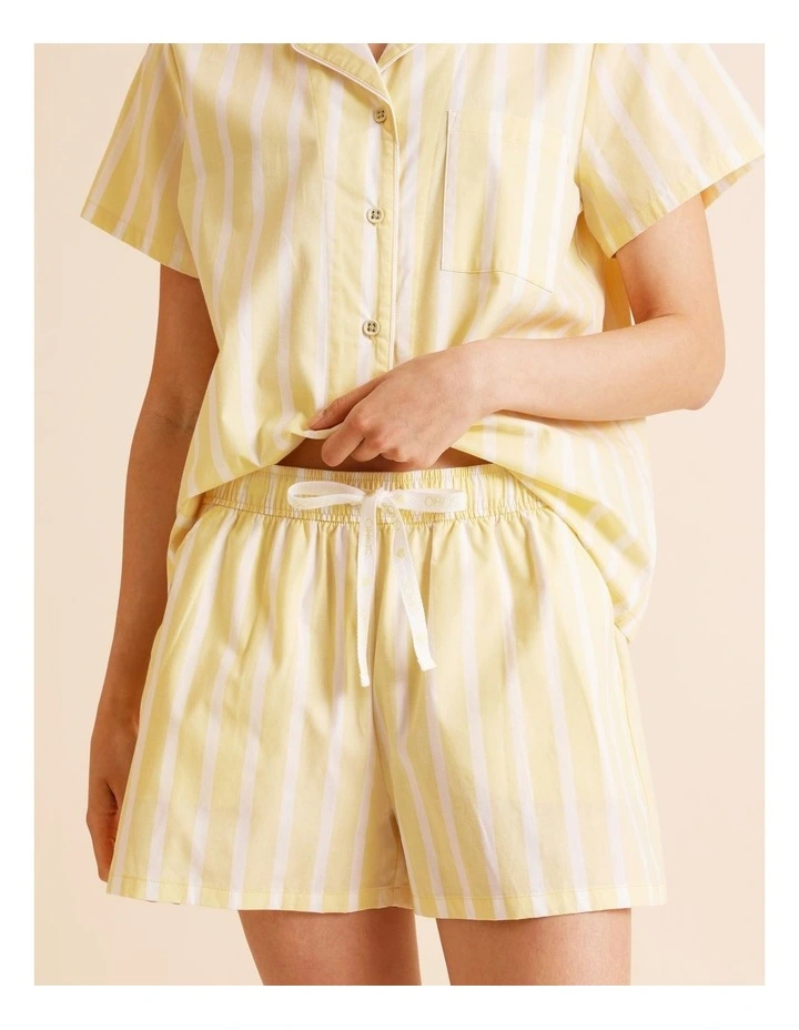 Core Cotton Short Sleeve Short PJ Set in Yellow Stripe Print image 5