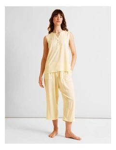 Serene Woven Sleeveless Long PJ Set in Summer Geo Print