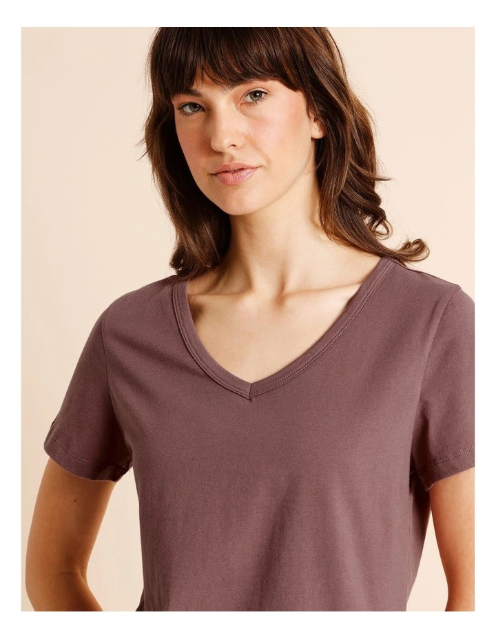 Essentials V-Neck 3/4 Pant PJ Set in Blue Stripe Print image 2