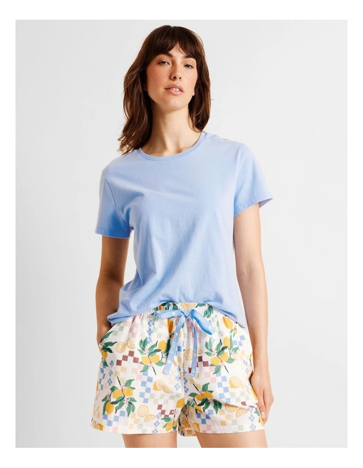 Essentials Short Sleeve Short PJ Set in Lemon Print image 2