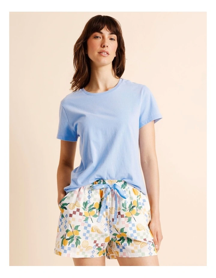 Essentials Short Sleeve Short PJ Set in Lemon Print image 2
