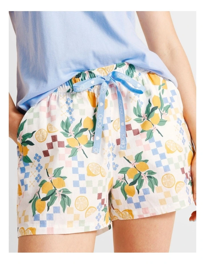 Essentials Short Sleeve Short PJ Set in Lemon Print image 4