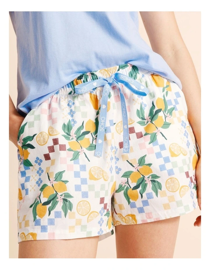 Essentials Short Sleeve Short PJ Set in Lemon Print image 4