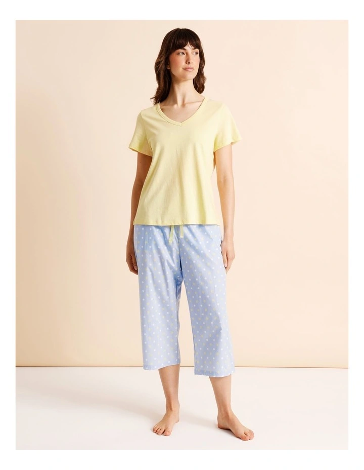 Essentials V-Neck 3/4 Pant PJ Set in Multi Spot Print image 1