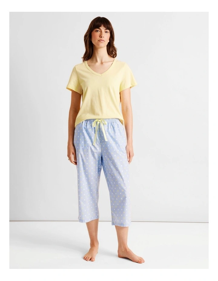 Essentials V-Neck 3/4 Pant PJ Set in Multi Spot Print image 3