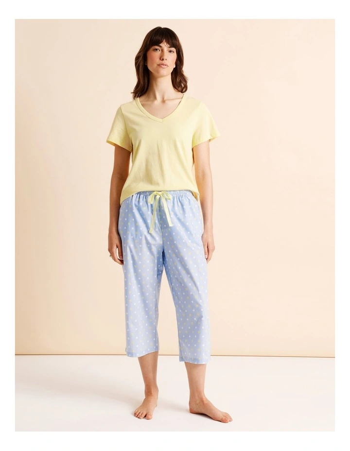 Essentials V-Neck 3/4 Pant PJ Set in Multi Spot Print image 3