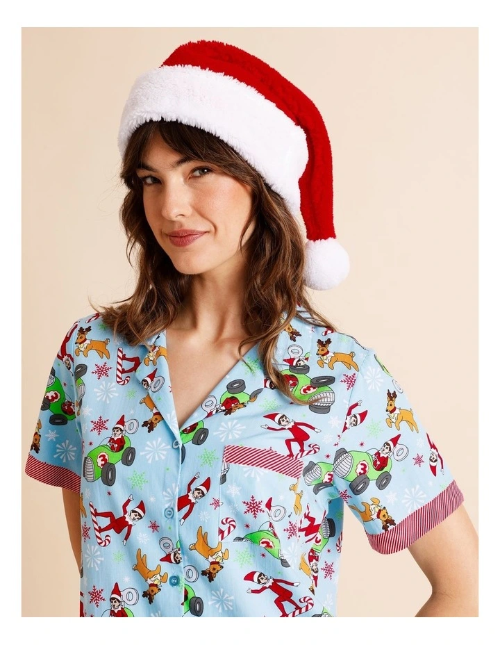 Short Sleeve PJ Set in Blue Elf on the Shelf Multi Print image 4