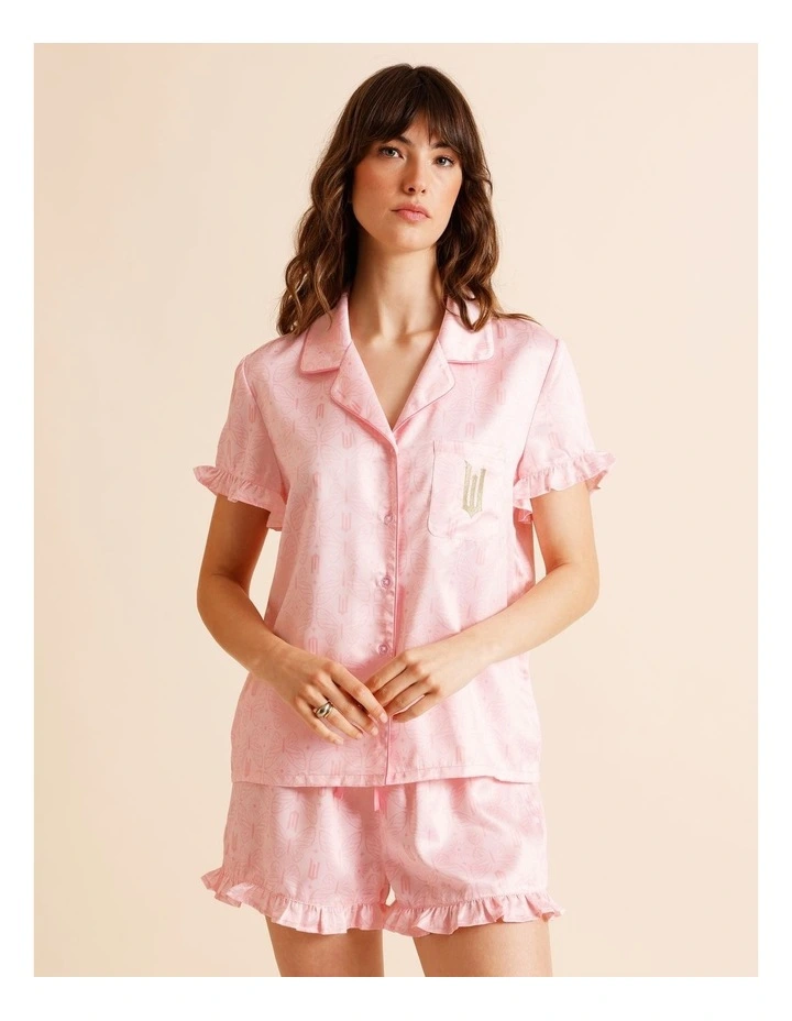 Wicked License Short Sleeve Short PJ Set in Pink image 1