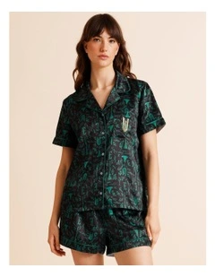 Wicked License Short Sleeve Short PJ Set in Black