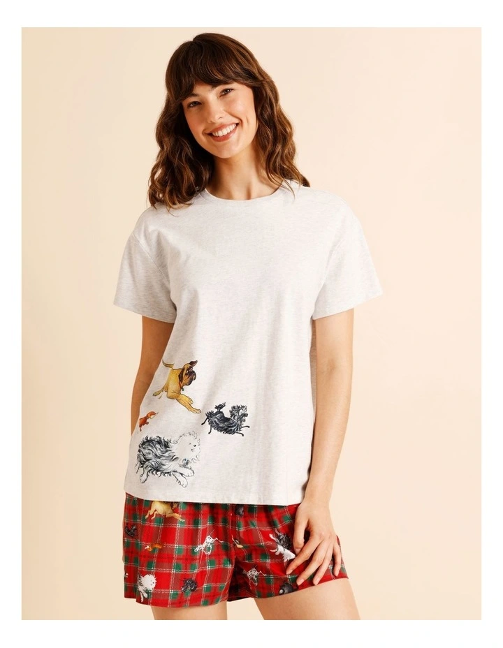 Hairy Maclary and Friends License Short Sleeve PJ Set in Grey Marle Multi image 1