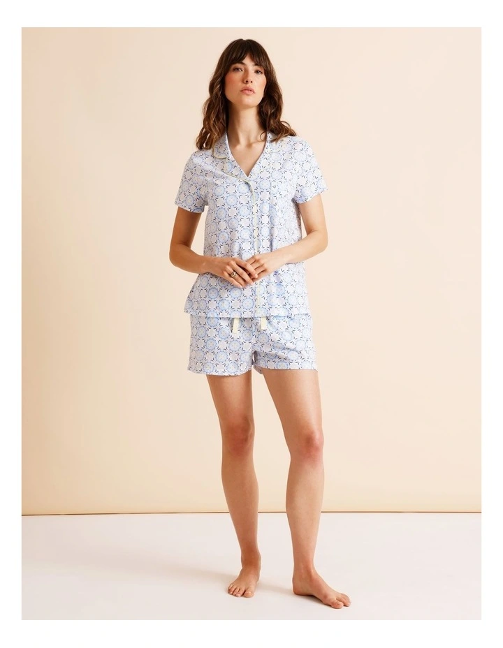 Everyday Cotton Relaxed Short Sleeve PJ Set in Tile Print image 2