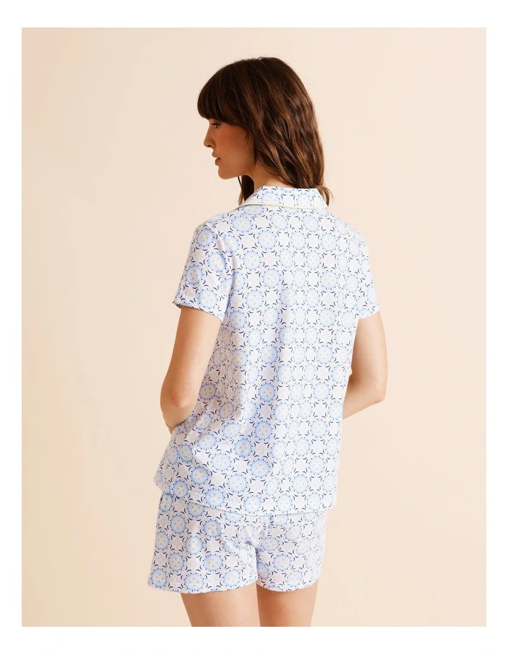 Everyday Cotton Relaxed Short Sleeve PJ Set in Tile Print image 4