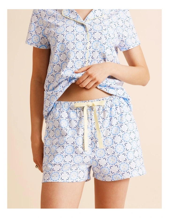 Everyday Cotton Relaxed Short Sleeve PJ Set in Tile Print image 5