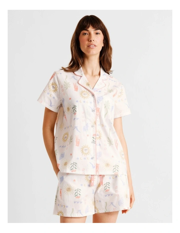 Core Cotton Short Sleeve Short PJ Set in Beach Print image 1
