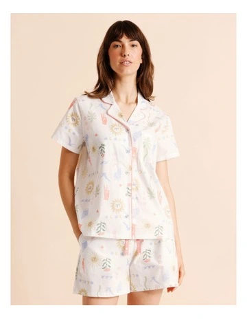 Core Cotton Short Sleeve Short PJ Set in Beach Print