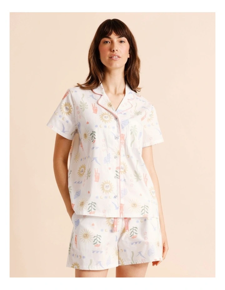 Core Cotton Short Sleeve Short PJ Set in Beach Print image 1