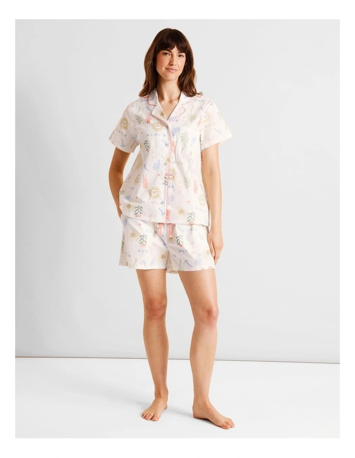 Core Cotton Short Sleeve Short PJ Set in Beach Print image 2