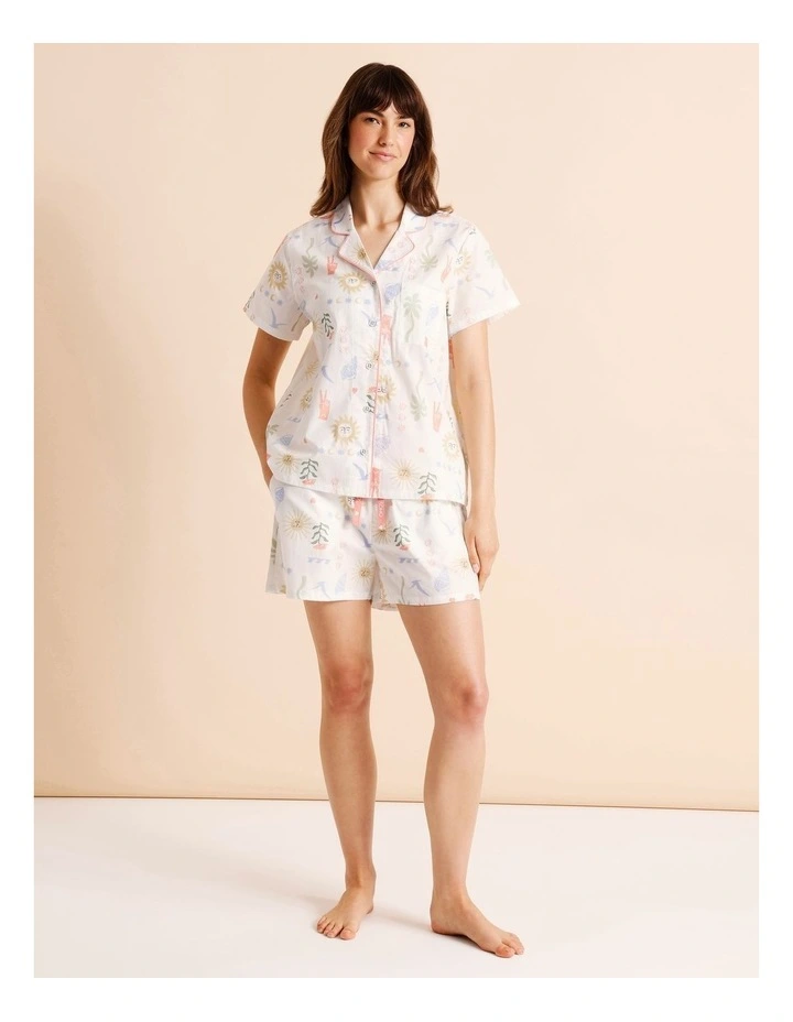 Core Cotton Short Sleeve Short PJ Set in Beach Print image 2
