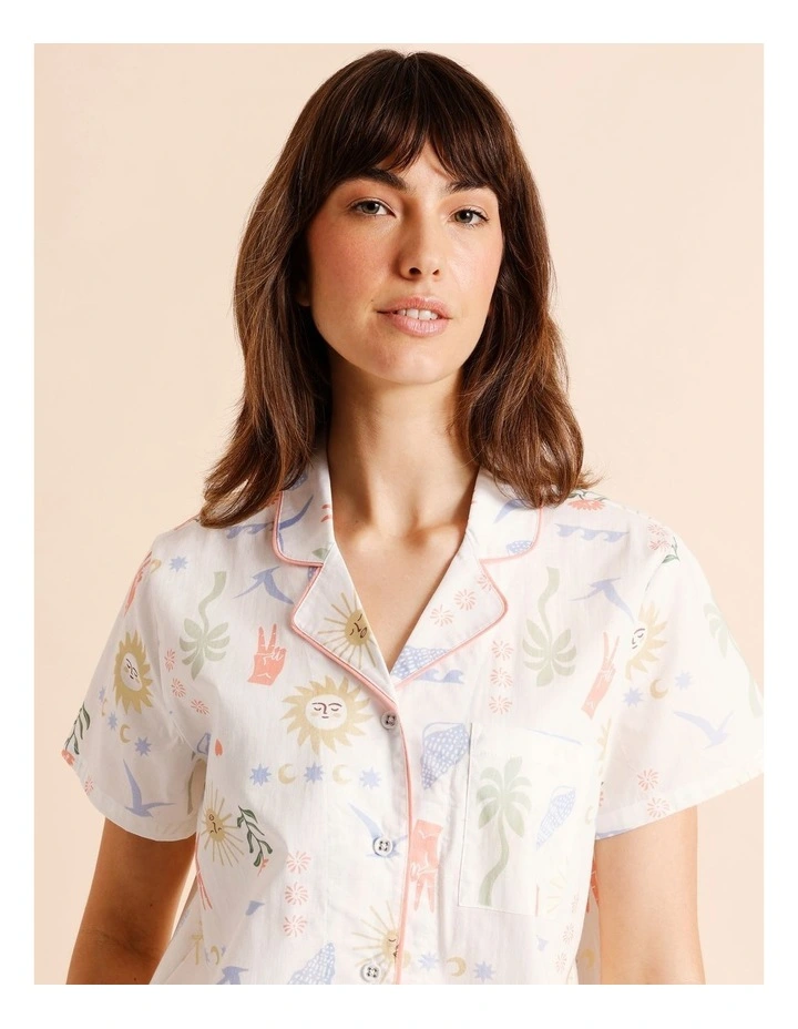 Core Cotton Short Sleeve Short PJ Set in Beach Print image 3