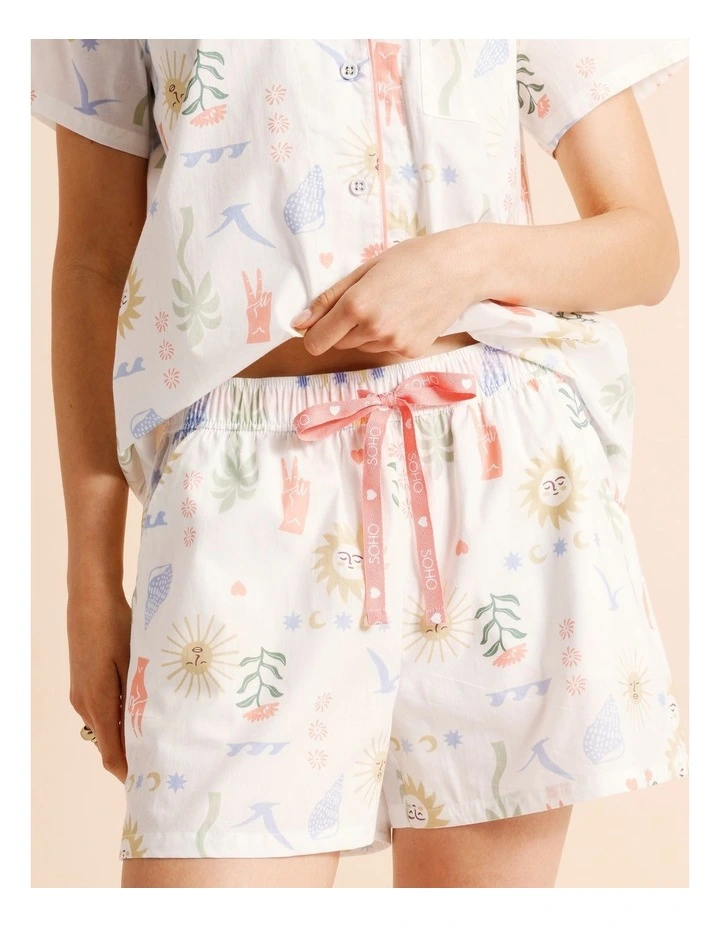 Core Cotton Short Sleeve Short PJ Set in Beach Print image 4