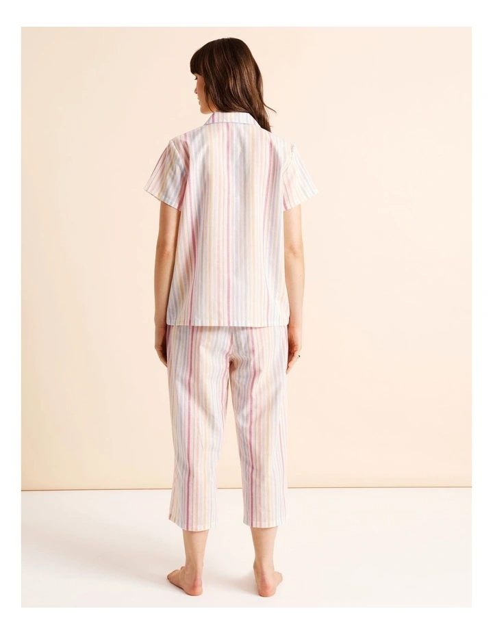 Core Cotton Short Sleeve 3/4 Pant PJ Set in Multi Yarn Dyed Stripe image 6