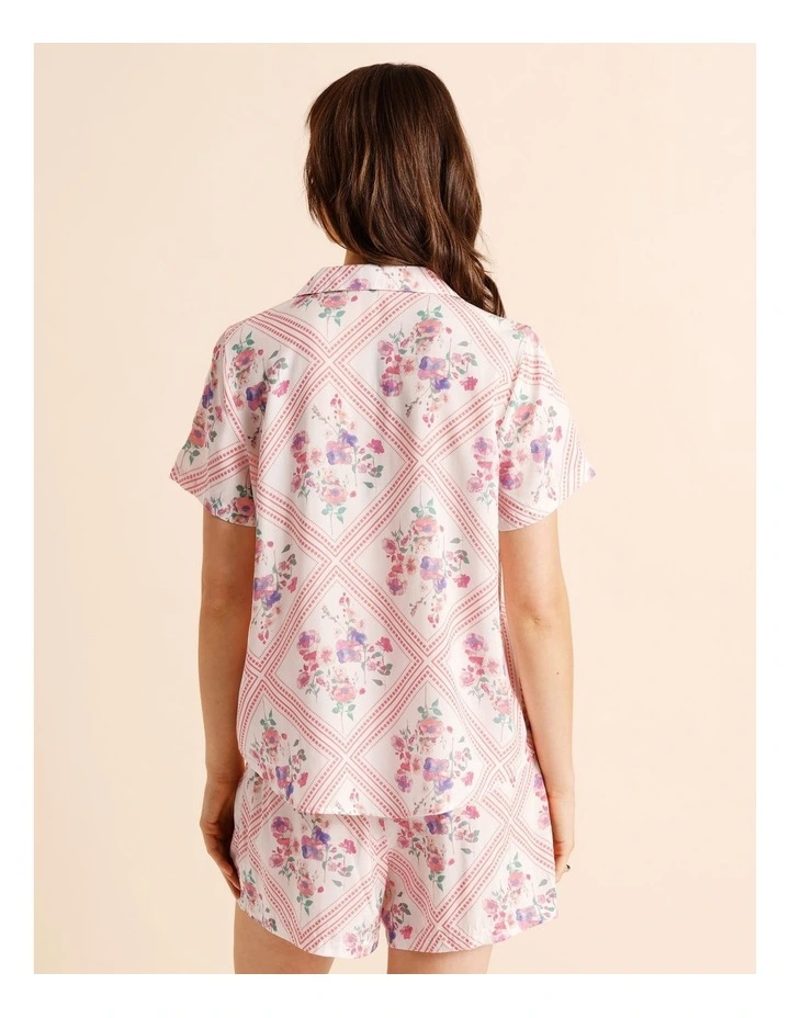 Serene Woven Short Sleeve Short PJ Set in Diamond Floral Print image 5