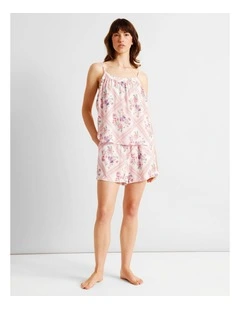 Serene Woven Cami Boxer Set in Diamond Floral Print