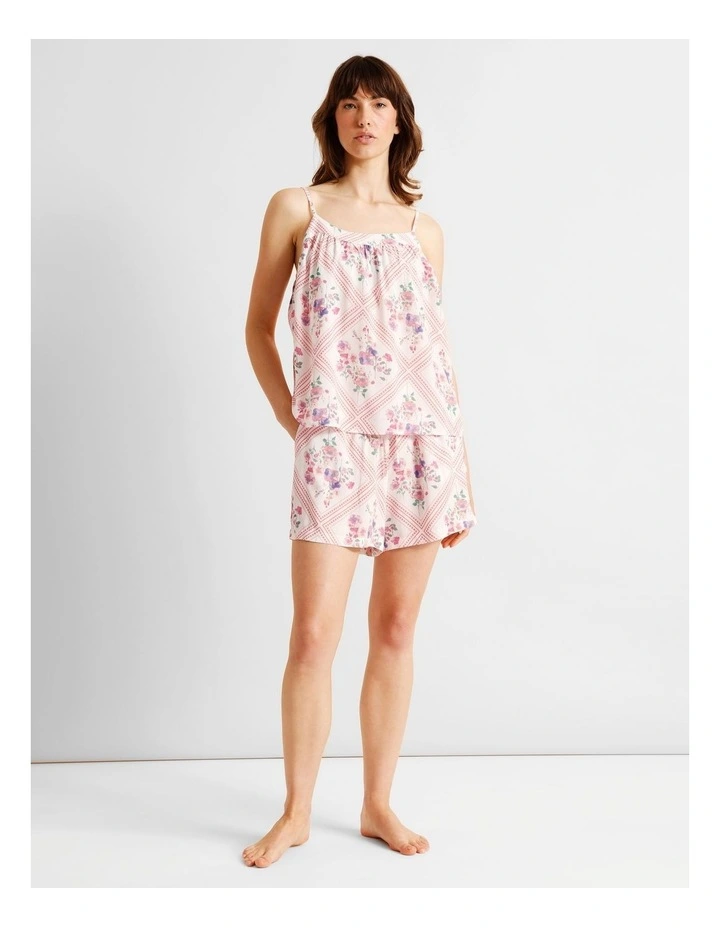 Serene Woven Cami Boxer Set in Diamond Floral Print image 1