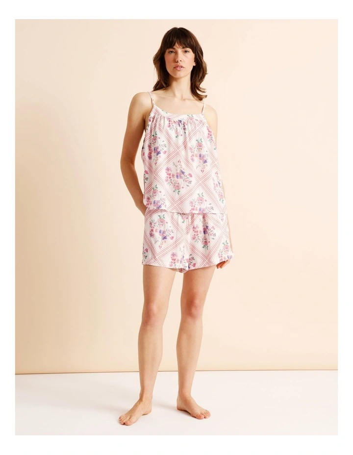 Serene Woven Cami Boxer Set in Diamond Floral Print image 1