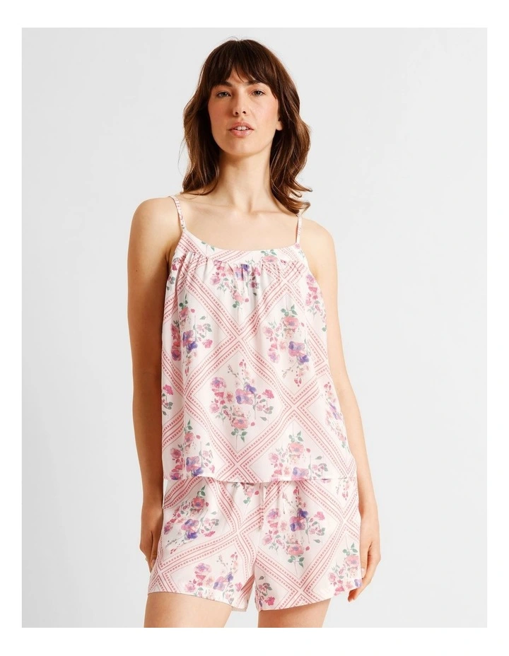 Serene Woven Cami Boxer Set in Diamond Floral Print image 2