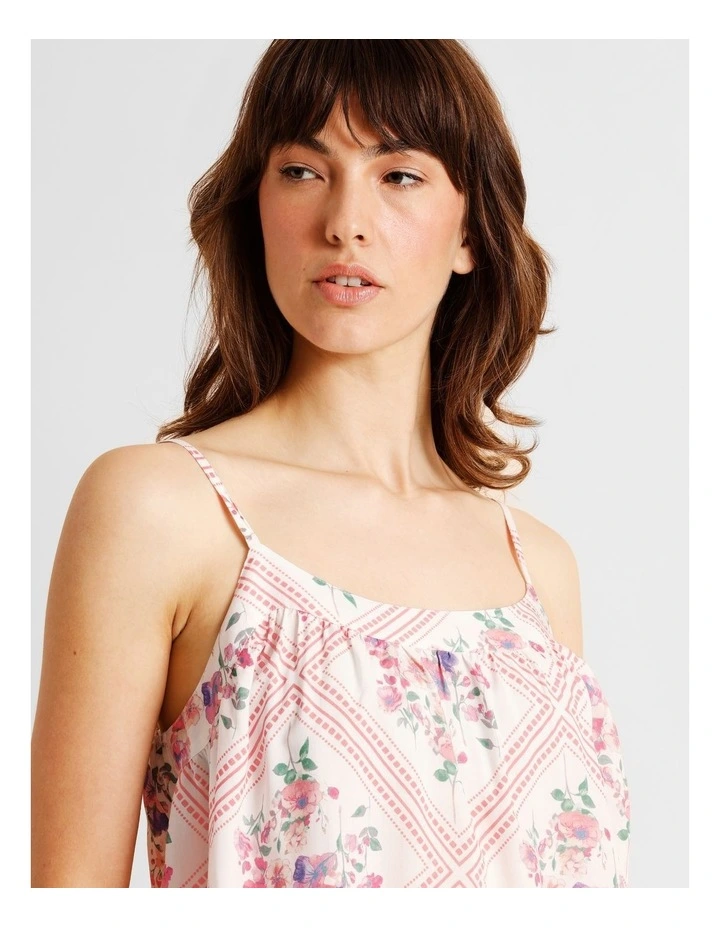 Serene Woven Cami Boxer Set in Diamond Floral Print image 3