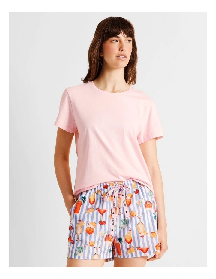 Essentials Short Sleeve Short PJ Set in Summer Cocktails Print image 1