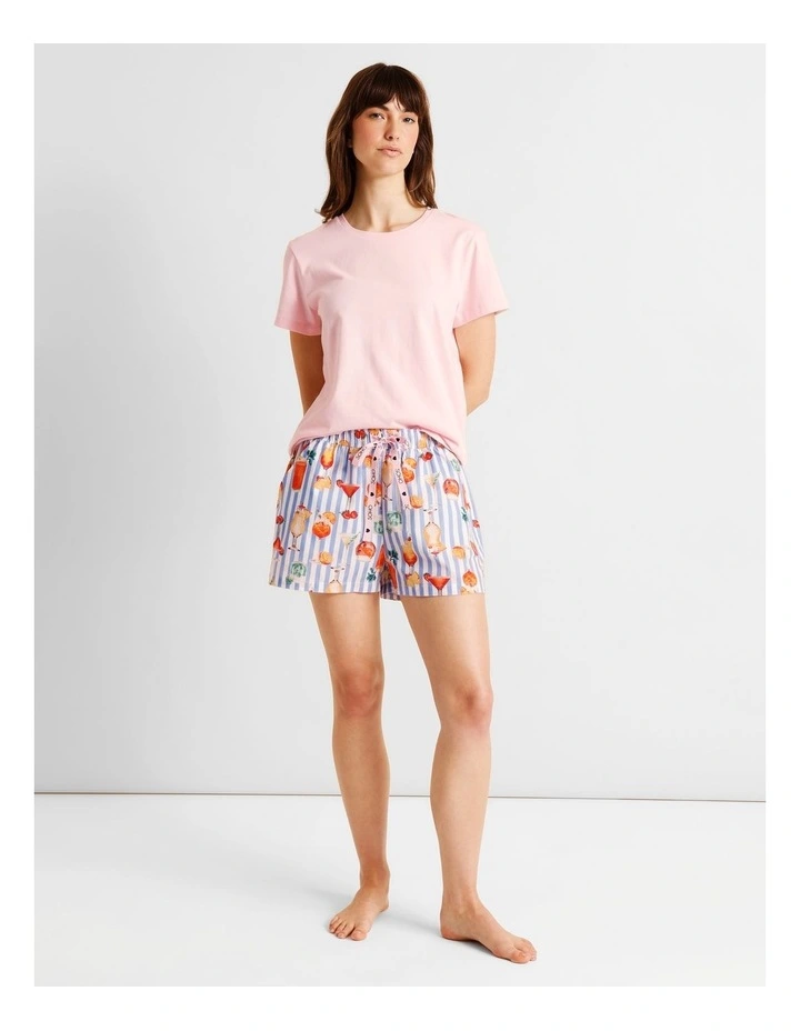 Essentials Short Sleeve Short PJ Set in Summer Cocktails Print image 2