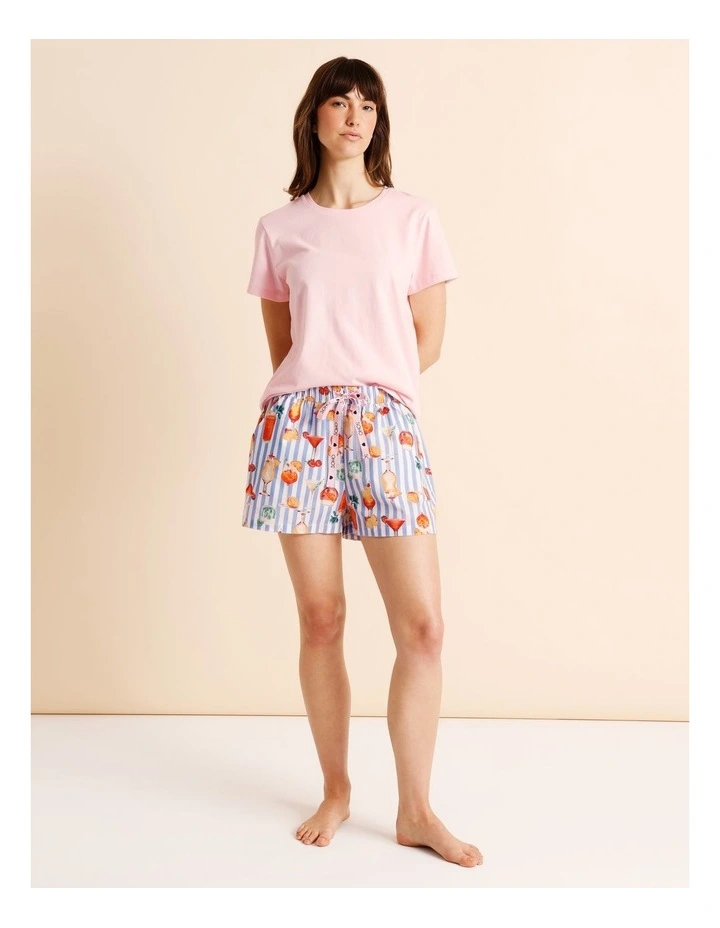 Essentials Short Sleeve Short PJ Set in Summer Cocktails Print image 2